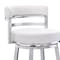 Armen Living Titana 26" Counter Height Swivel White Faux Leather and Brushed Stainless Steel Bar Stool 840254335097 - alternate 3
